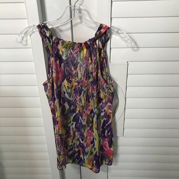 CAbi colorful V-neck sleeveless tank blouse, XS - Picture 6 of 6